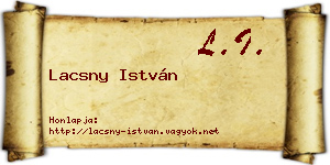Lacsny István névjegykártya